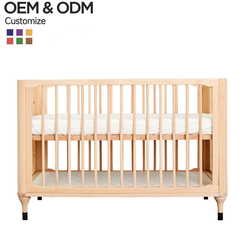 Modern Portable Baby Cot Multifunctional Newborn Bedside Swing Convertible Wooden Oval Crib for Bedroom