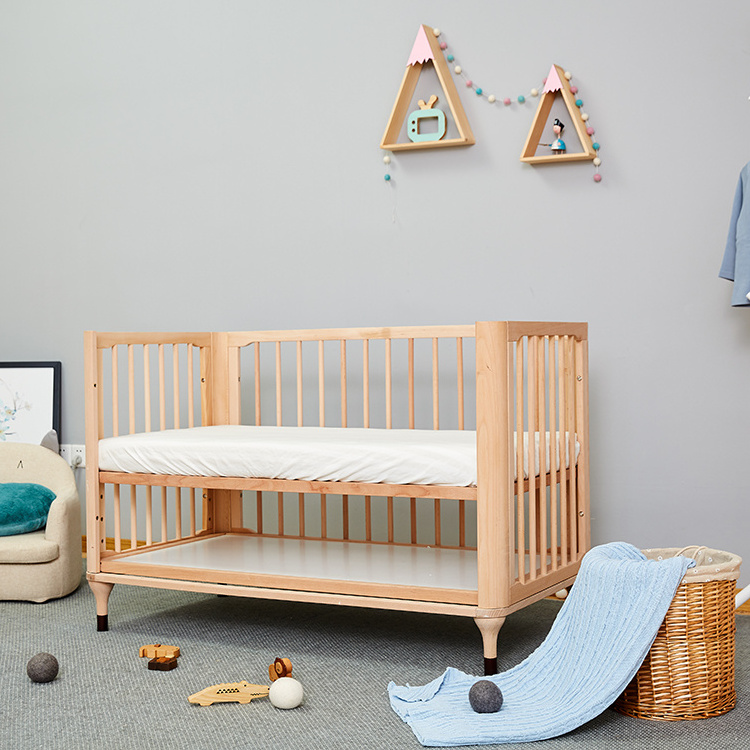 Modern Portable Baby Cot Multifunctional Newborn Bedside Swing Convertible Wooden Oval Crib for Bedroom