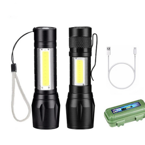 multi-function telescopic focusing waterproof 3w cob led xpe pocket tiny torch light rechargeable mini flashlights