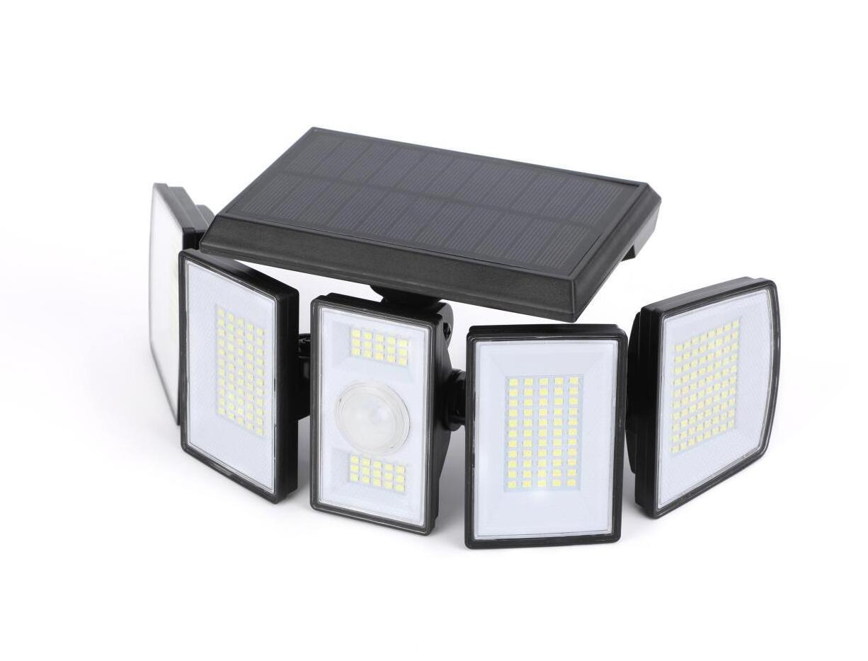 Solar Motion Sensor Flood Lights Outdoor 300LEDs 6 or 5 Heads 360 illumination IP65 Solar Security Lights White/Warm White