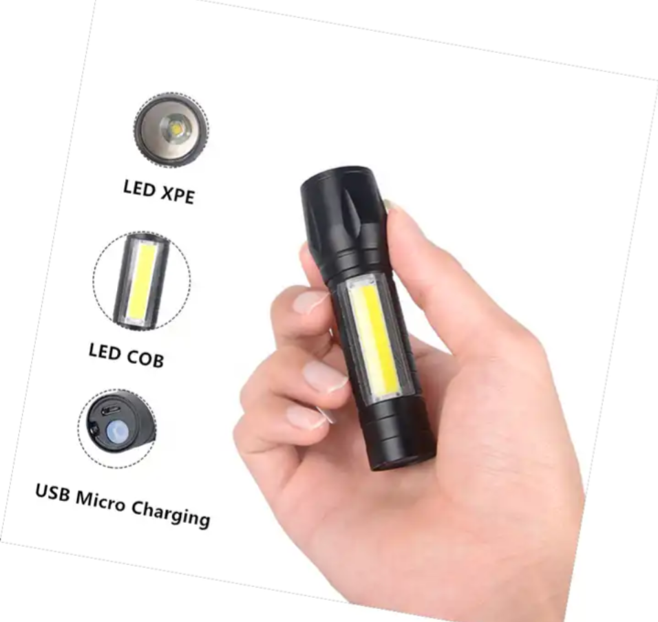 multi-function telescopic focusing waterproof 3w cob led xpe pocket tiny torch light rechargeable mini flashlights