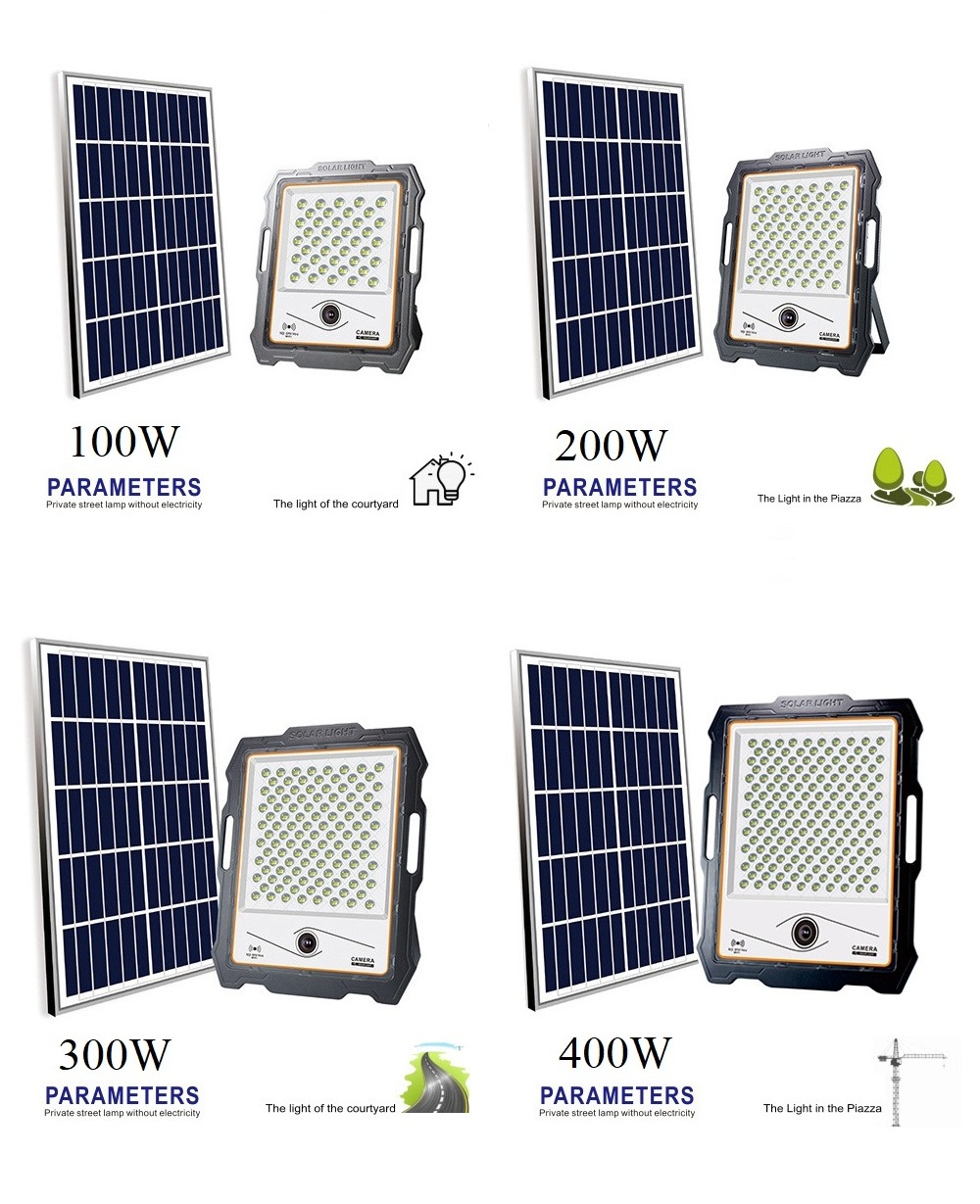 Most Powerful Outdoor Solar Powered 100W 200W 300W 400W Smd Battery Led CCTV Monitoring Solar Flood Light With Remote Control