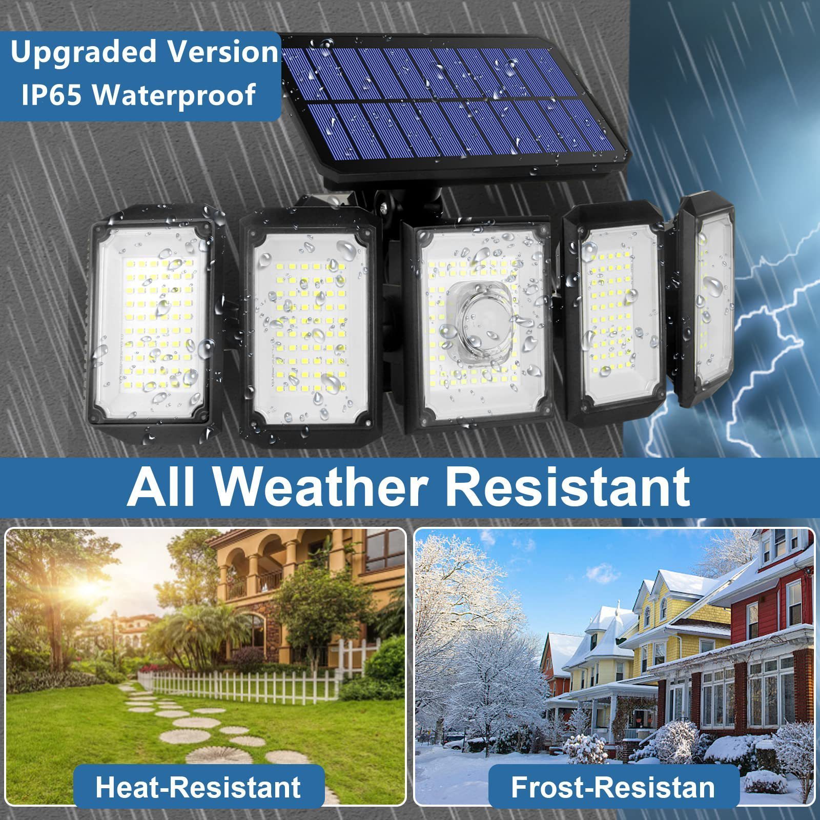 300 LED 5 Heads Waterproof IP65 Wireless Solar Powered Security Outdoor Indoor Motion Sensor LED Flood Light