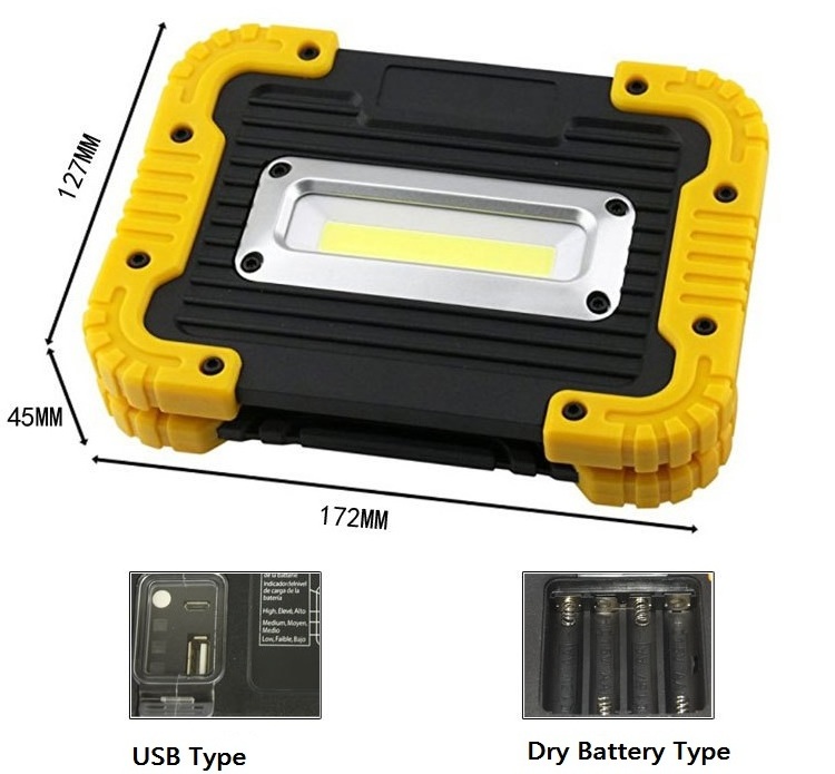 12V Portable 8W/15W usb rechargeable battery inspection lamp cob Led work light