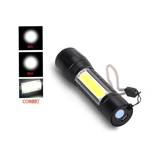 multi-function telescopic focusing waterproof 3w cob led xpe pocket tiny torch light rechargeable mini flashlights