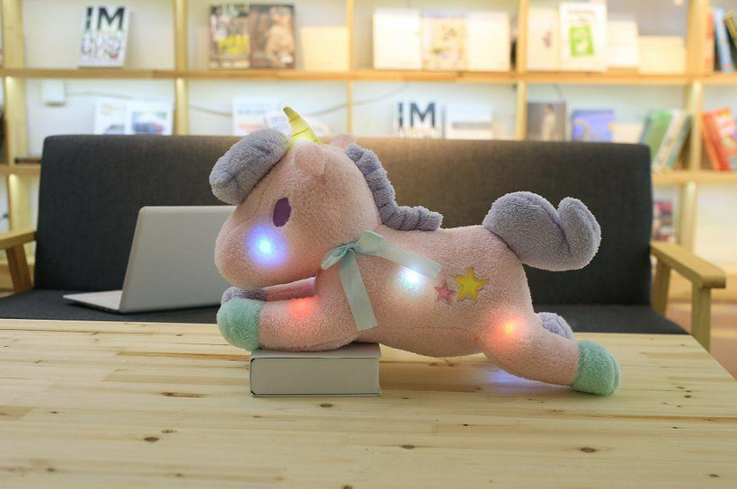 2024 new arrival Custom cute Led flash unicorn doll plush toy bluetooth speaker