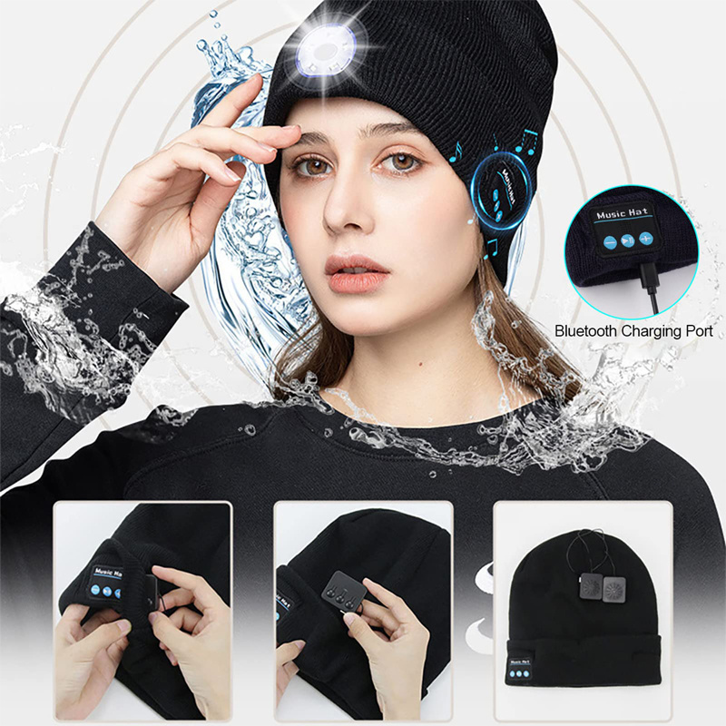 Unisex Led  Warm  Hats Wireless Outdoor Bluetooth Smart Led Beanie Hat With Led Light