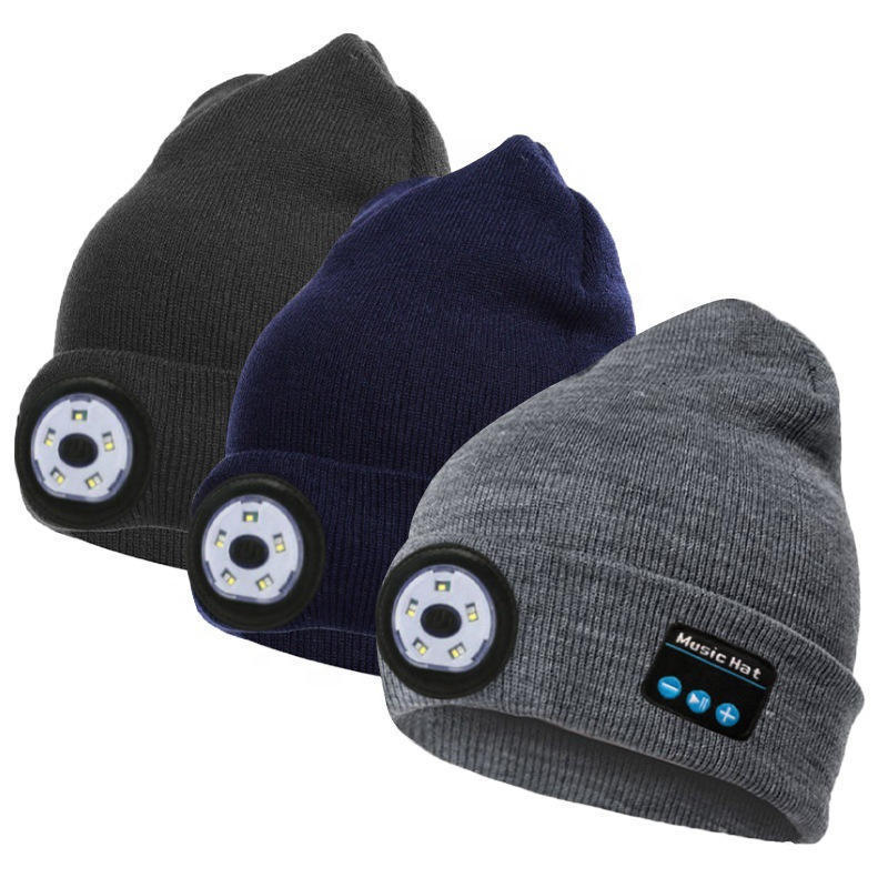 Unisex Led  Warm  Hats Wireless Outdoor Bluetooth Smart Led Beanie Hat With Led Light