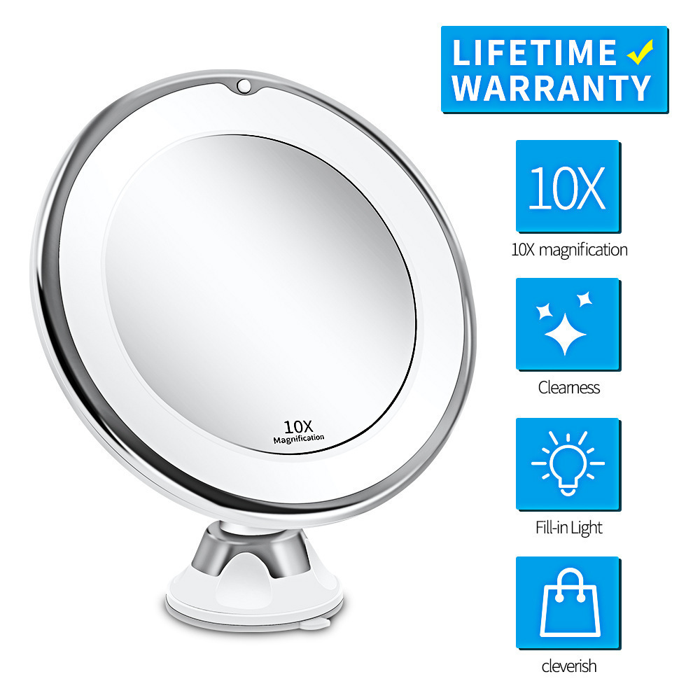 led compact mirror cosmetic magnifying Suction up mirror makeup pocket Beauty Vanity 10x magnifying led mirror