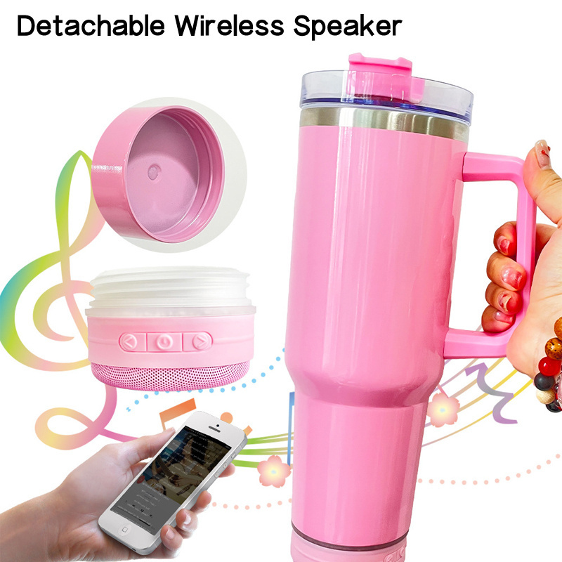 40oz Sublimation Blanks Speaker Tumbler Double Wall Stainless Steel Vacuum Insulated Wireless Bluetooth Speaker Music Cups