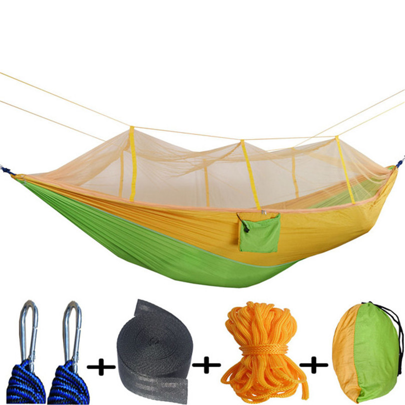 Lightweight Portable Camping Hammock With Waterproof Mosquito Net Hammock Canopy 210T Nylon Hammocks