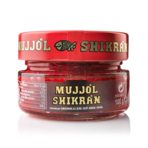 Well known made in Spain 100g smoked herring and mullet roes in red spheres for retail