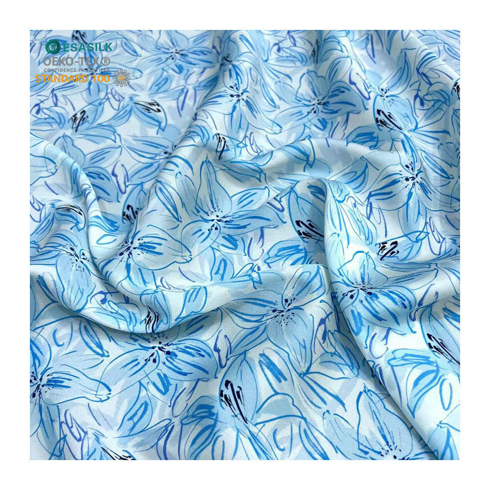 Hot sale refreshing color 100% natural silk custom silk double georgette  fabric for han clothes dress silk