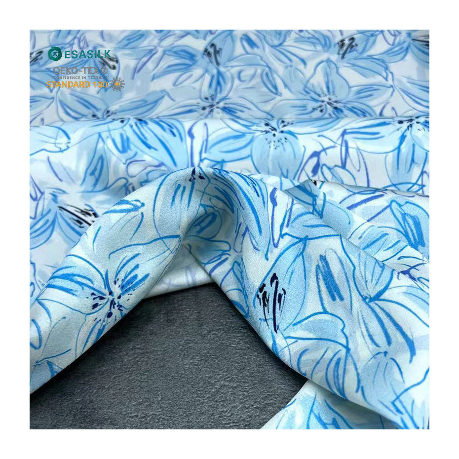 Hot sale refreshing color 100% natural silk custom silk double georgette  fabric for han clothes dress silk