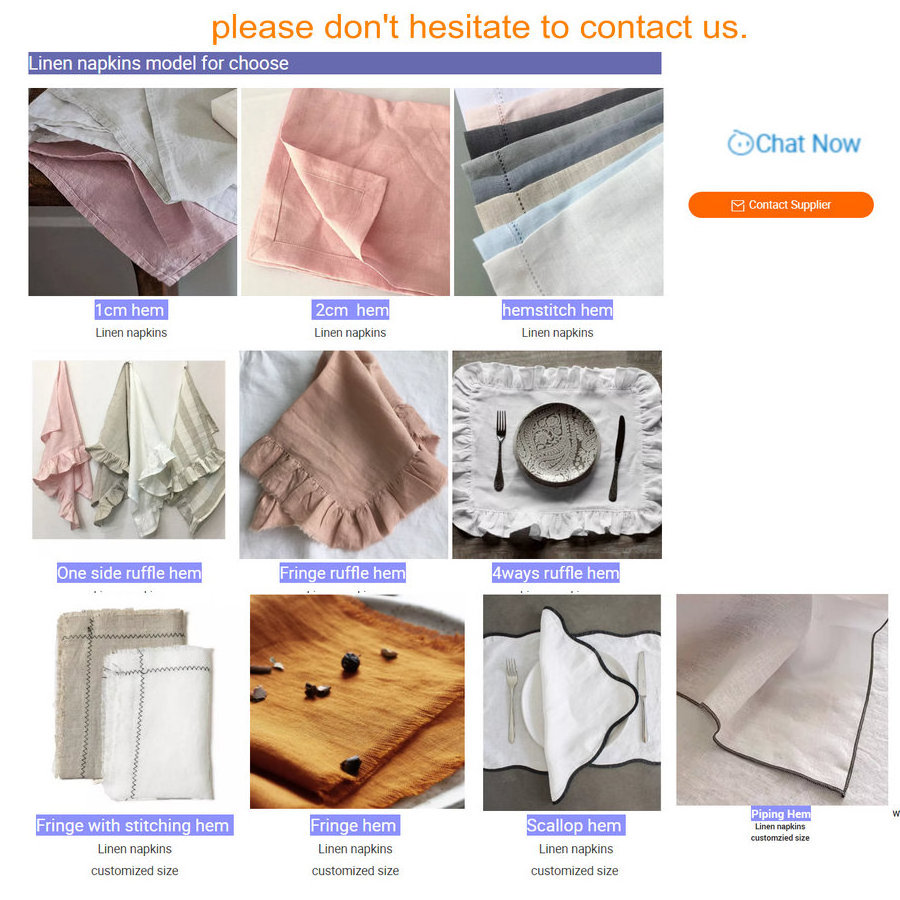 Wholesale high quality 100 pure natural french linen white hemstitched cocktail napkins