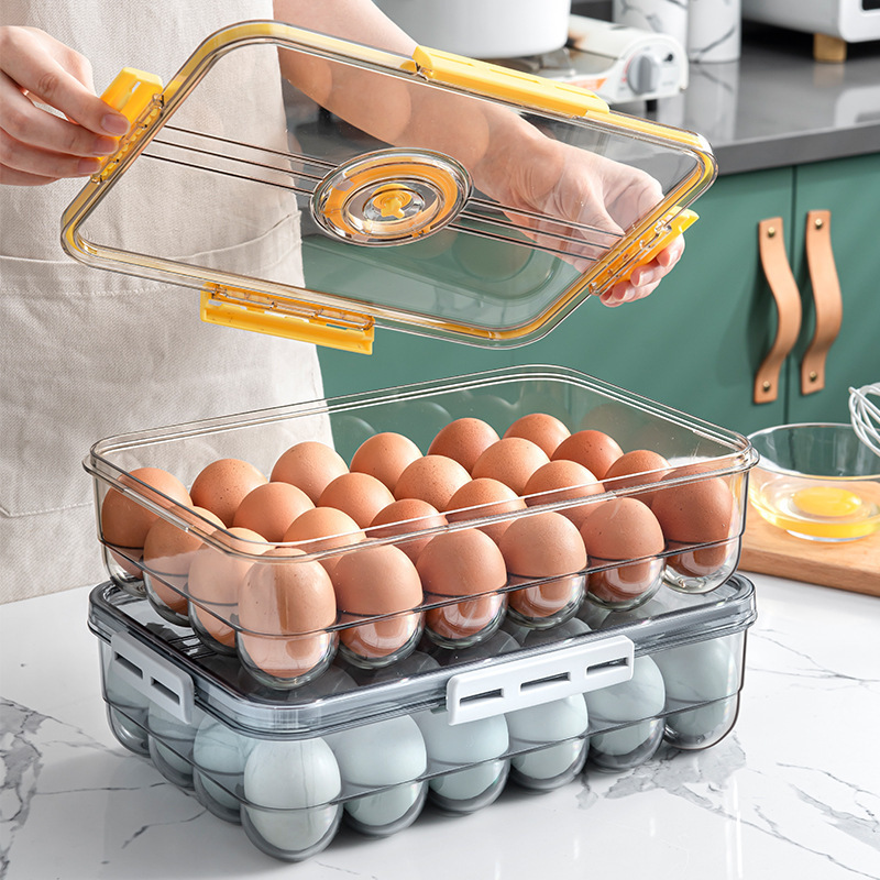 2022 New Refrigerator Storage Egg Box 24 Grid PET Plastic Clear Freezer Eggs Storage Container Kitchen Refrigerator Organizer