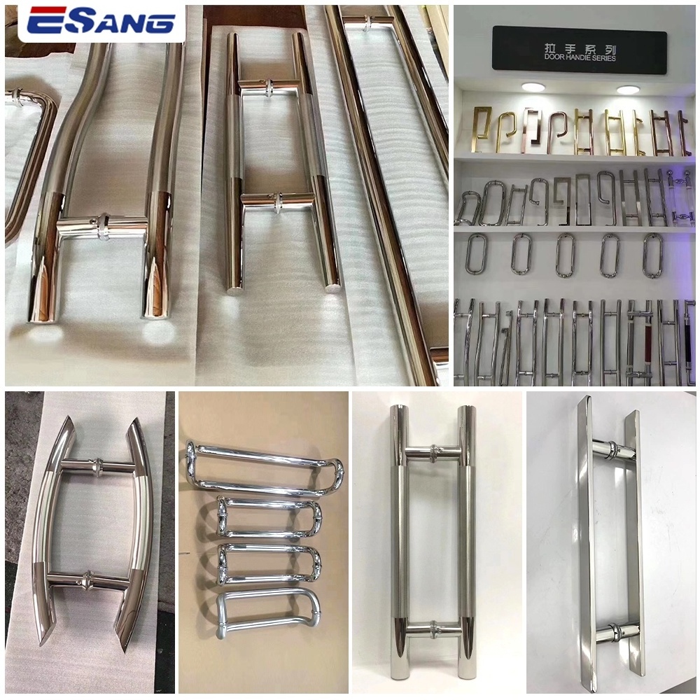 ESANG Hot Sale Double Sided Glass Door Handle Stainless Steel Polished Bathroom Fitting H-type Sliding Pull Handle