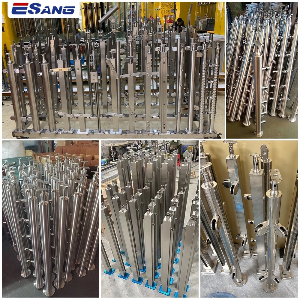 ESANG Balcony Stair Glass Inox Balustrade Accessory Handrail Fittings System 304 316 Stainless Steel Railing Accessories