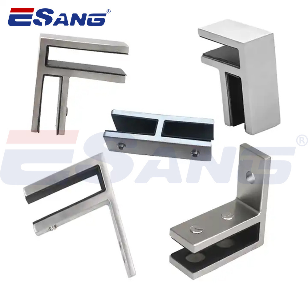 ESANG Railing Accessories Sliding Glass Door Fitting Stainless Steel 304 D Shaped Glass Clamp Brackets For 1/2 Glass