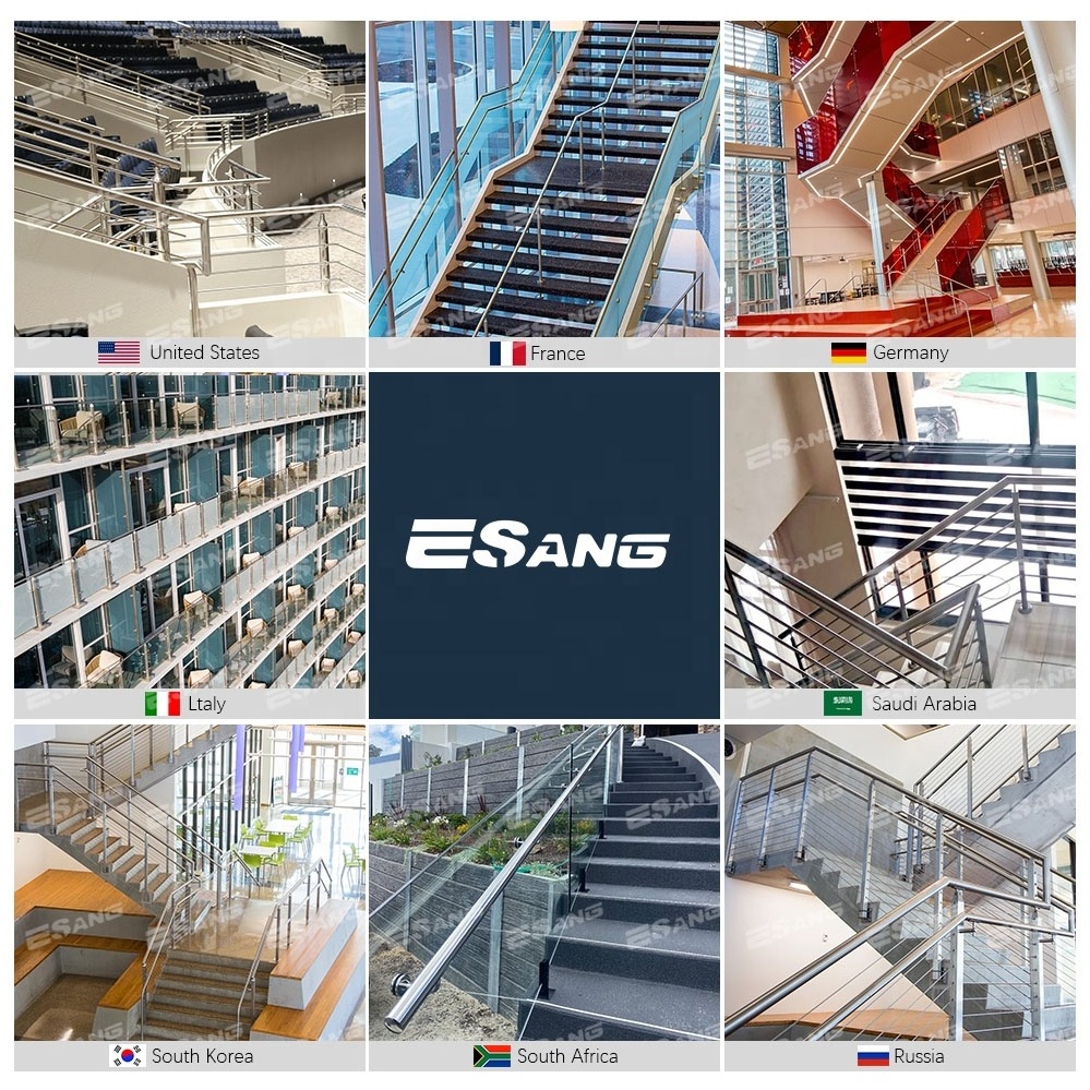 ESANG Balustrade Accessories Stair Handrail Glass Bracket D Type Stainless Steel 304 316 Glass Clamp