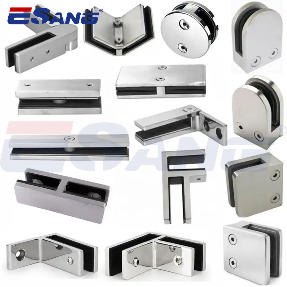 ESANG Railing Accessories Sliding Glass Door Fitting Stainless Steel 304 D Shaped Glass Clamp Brackets For 1/2 Glass