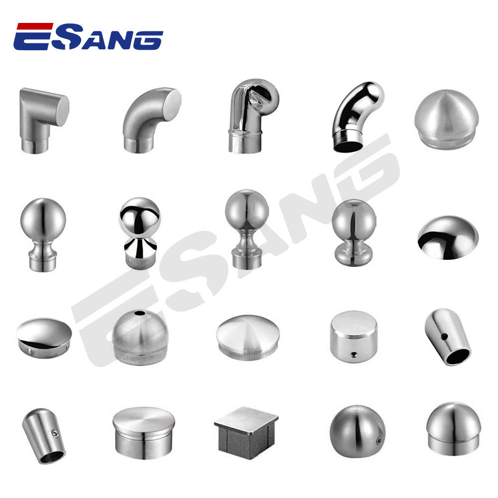 ESANG Balustrade Accessories 25Mm 50Mm Stair Round Square Tube Handrail Fitting 304 316 Stainless Steel Railing End Cap