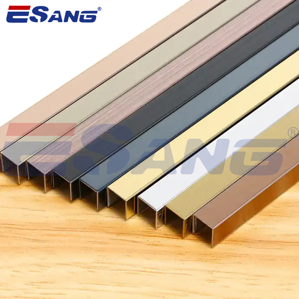 ESANG Matt Black U Channel Tile Trim Edge Corners 201 304 Stainless Steel Trim For Tile