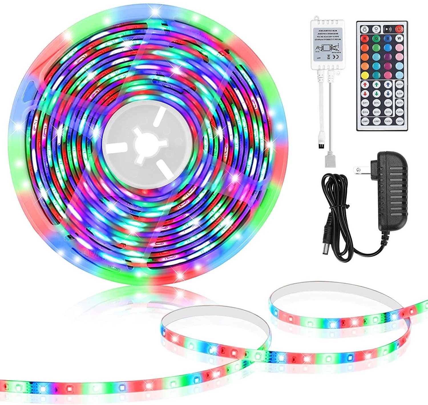 44keys 5 Meters SMD2835 Atmosphere RGB Led Strip Light Complete Remote Adapter Kit