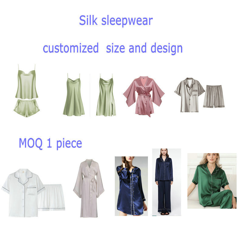 wholesale Silk one piece dress sleepwear summer pajamas set