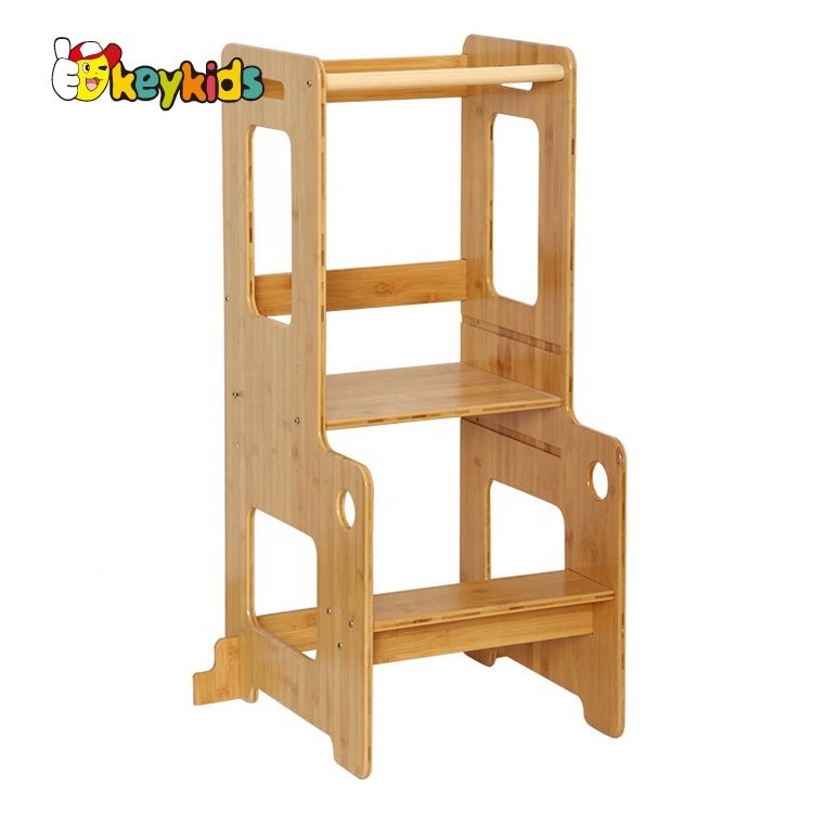 Most popular foldable kitchen helper wooden montessori learning tower for children W08G349