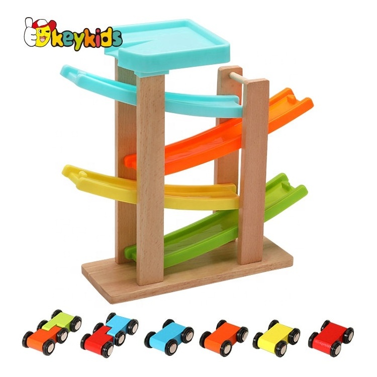 2024 New released mini wooden toy car slide ramp for toddlers W04E098