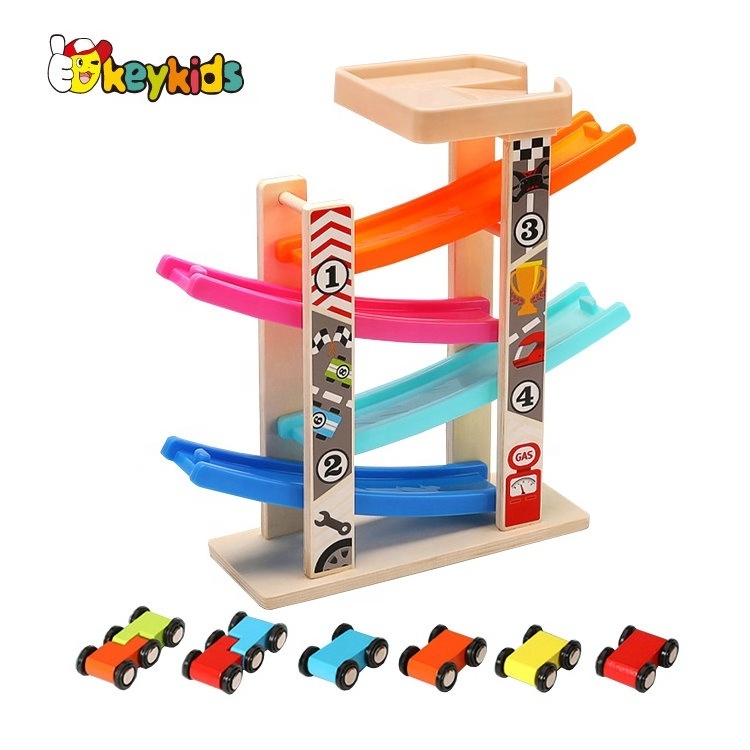 2024 New released mini wooden toy car slide ramp for toddlers W04E098