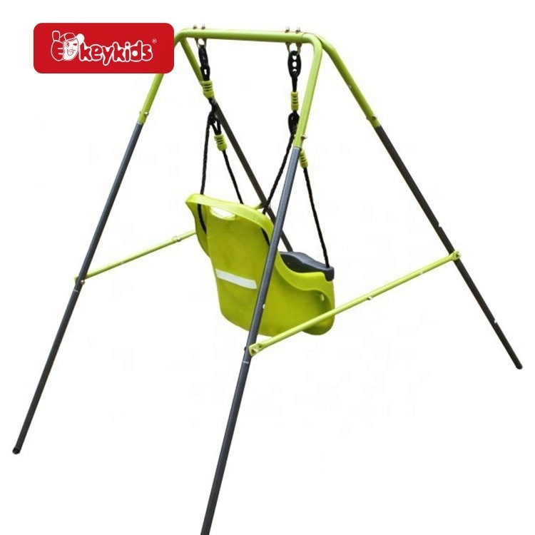 Indoor Outdoor Patio Metal Frame Toddler Folding Swing with Safety Seat W01D292