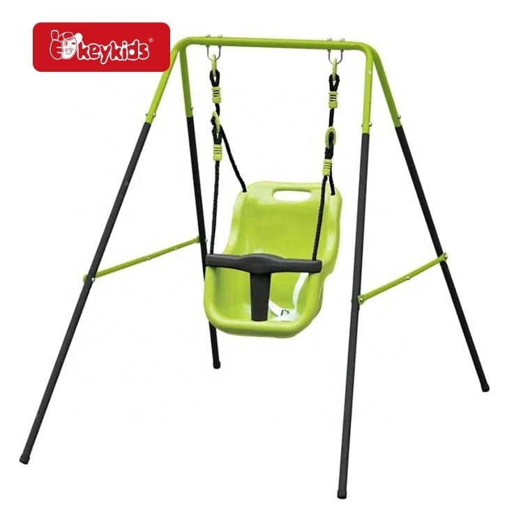 Indoor Outdoor Patio Metal Frame Toddler Folding Swing with Safety Seat W01D292