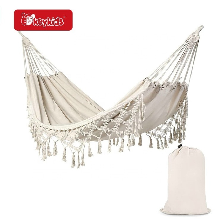 Indoor Outdoor Cotton Rope Hanging Swing Bed with Carry Bag W01D298