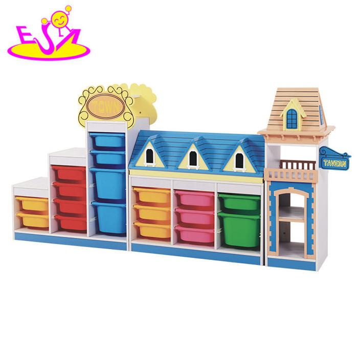 Wholesale cheap cartoon kids preschool toy shelf wooden daycare furniture W08C187