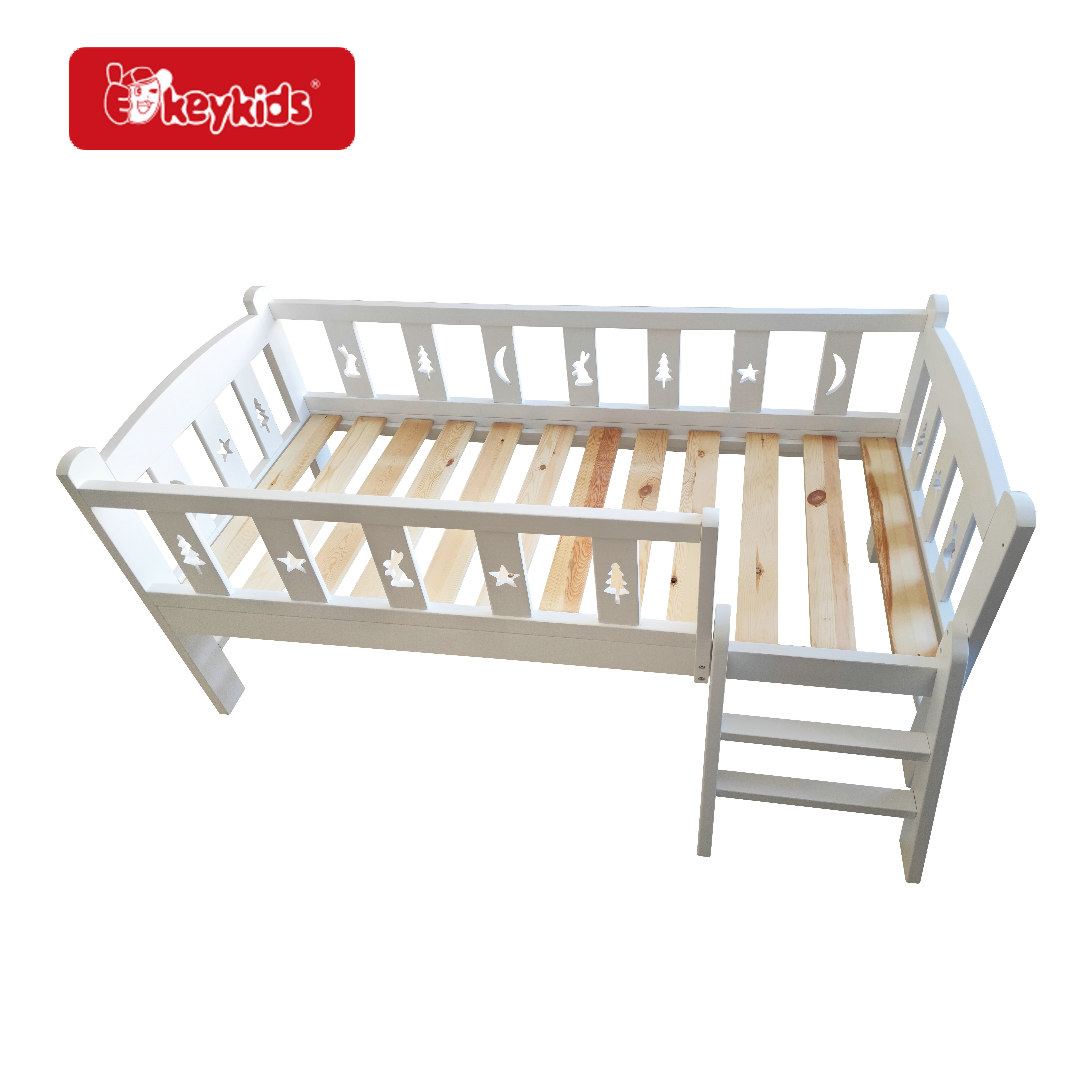 Factory Direct Bedroom Furniture White Solid Wooden Single Bed For Kids W08A093B