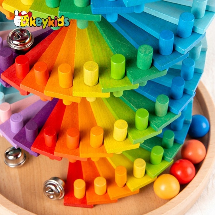 2024 Customize non-toxic kids wooden ball drop tower toy for playing W13D329