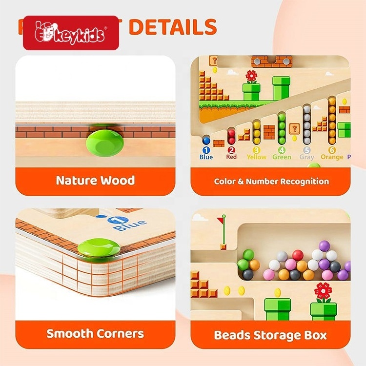 OEM Magnetic Color and Number Maze Wooden Montessori Toys for 3+ Year Old W11H123