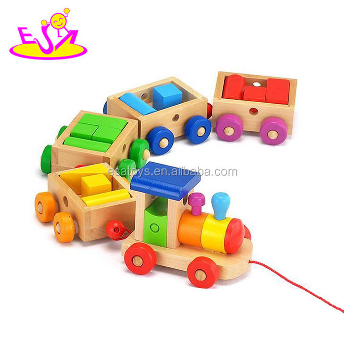 OEM welcome baby early learning wooden toy train for wholesale W05C024