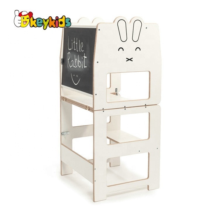 Most popular foldable kitchen helper wooden montessori learning tower for children W08G349