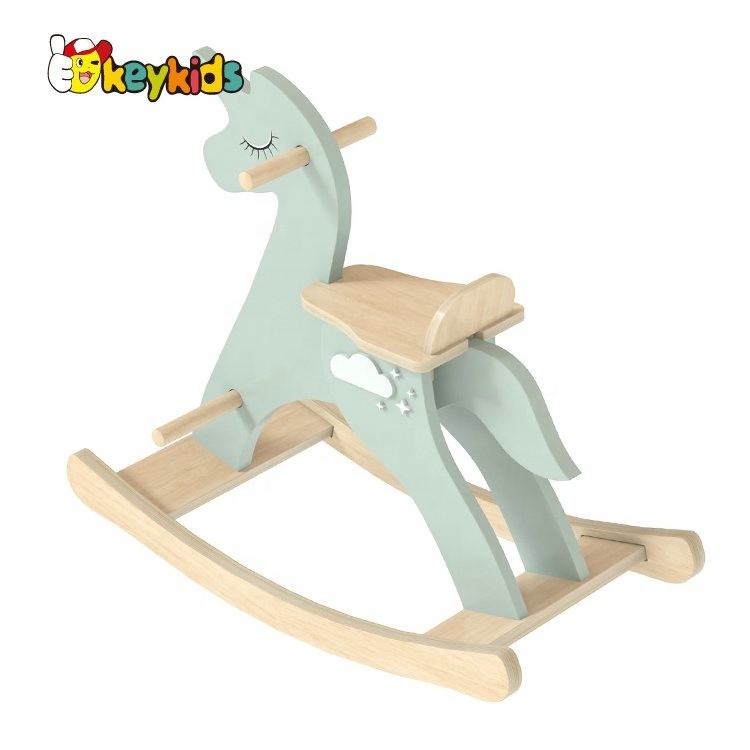 Custom Unicon Rocking Chair Exercise Balance Baby Toy Horse Riding On Toy Wooden Rocking Horse for Children W16D160