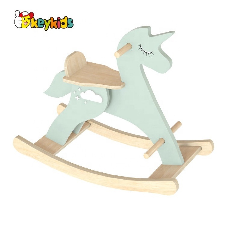 Custom Unicon Rocking Chair Exercise Balance Baby Toy Horse Riding On Toy Wooden Rocking Horse for Children W16D160