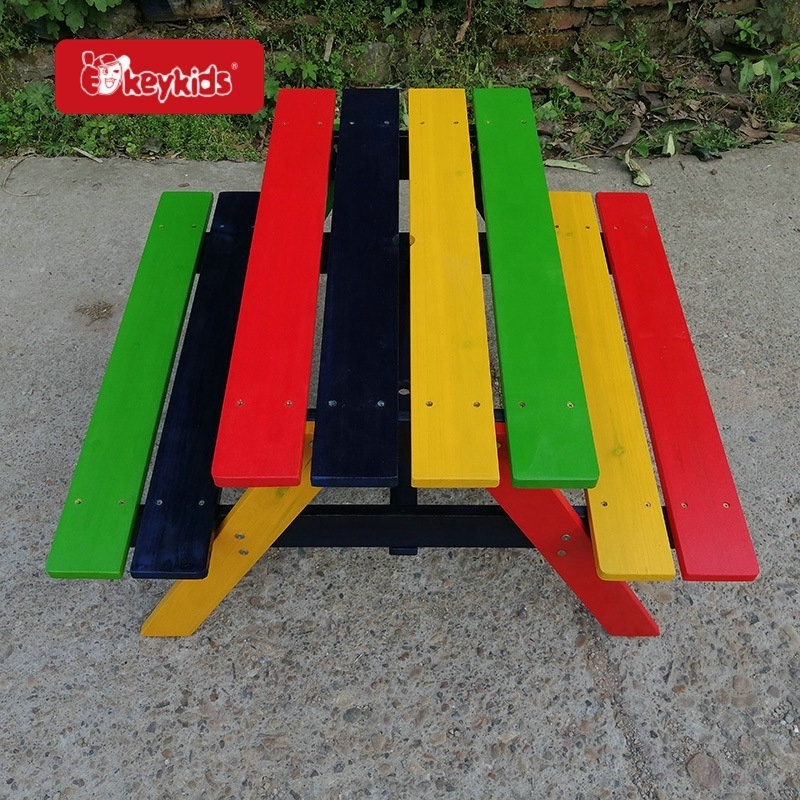 Outdoor Children Wooden Picnic Table Bench Set With Removable Umbrella W01D309