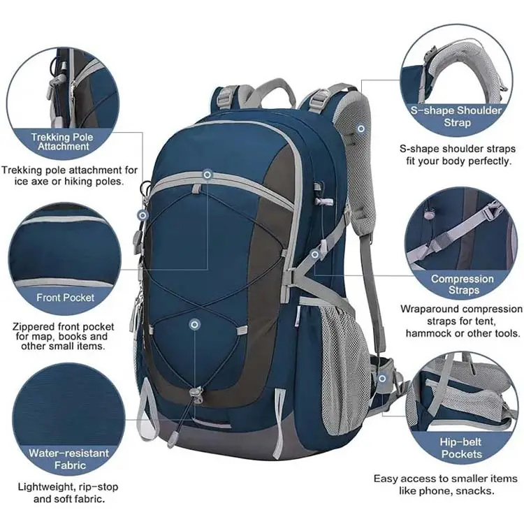 Factory Custom Waterproof Travel Hiking Backpack Outdoor Trekking Camping With Water Bladder