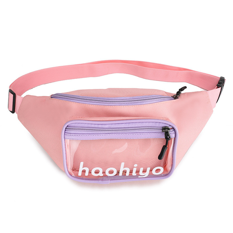 Customize cross body single shoulder waist bag fashion transparent clear front pocket fanny pack