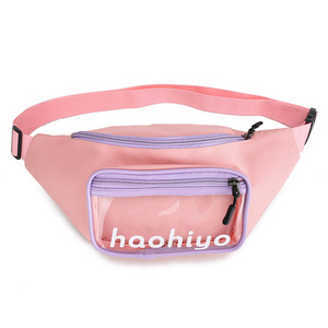 Customize cross body single shoulder waist bag fashion transparent clear front pocket fanny pack