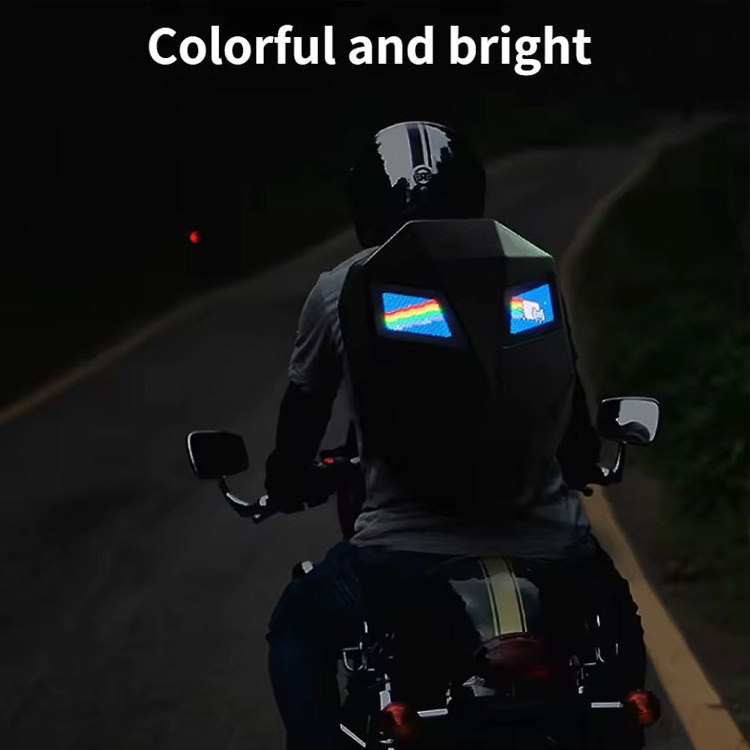 Factory professional custom motorcycle led eye backpack mountain bike travel bag with led lights