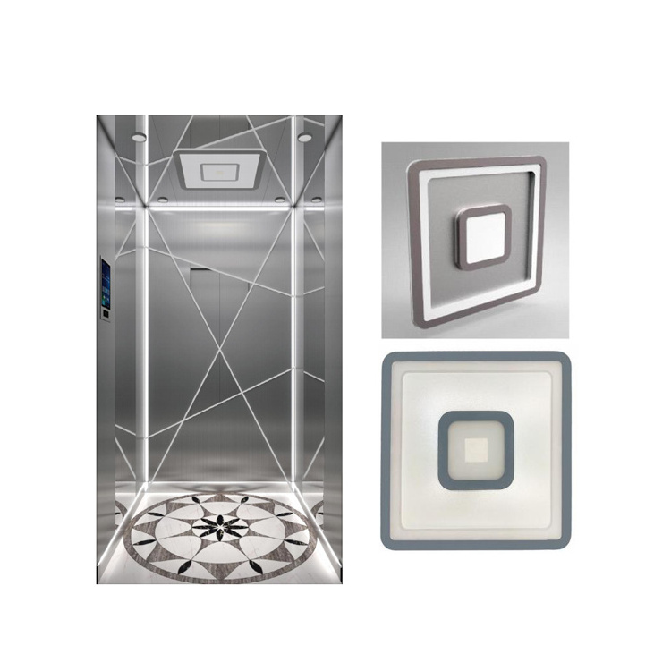 Elevator Cabin Decoration Crystal Carved Square Ceiling Light