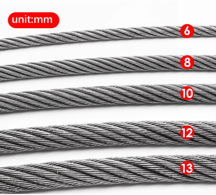 Elevator Lift Steel Wire Rope for Traction Machine Speed Limiter Crane 3/6/8/10/12/13mm